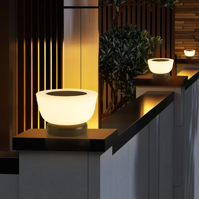 Cove Solar Bowl Outdoor Pillar Light