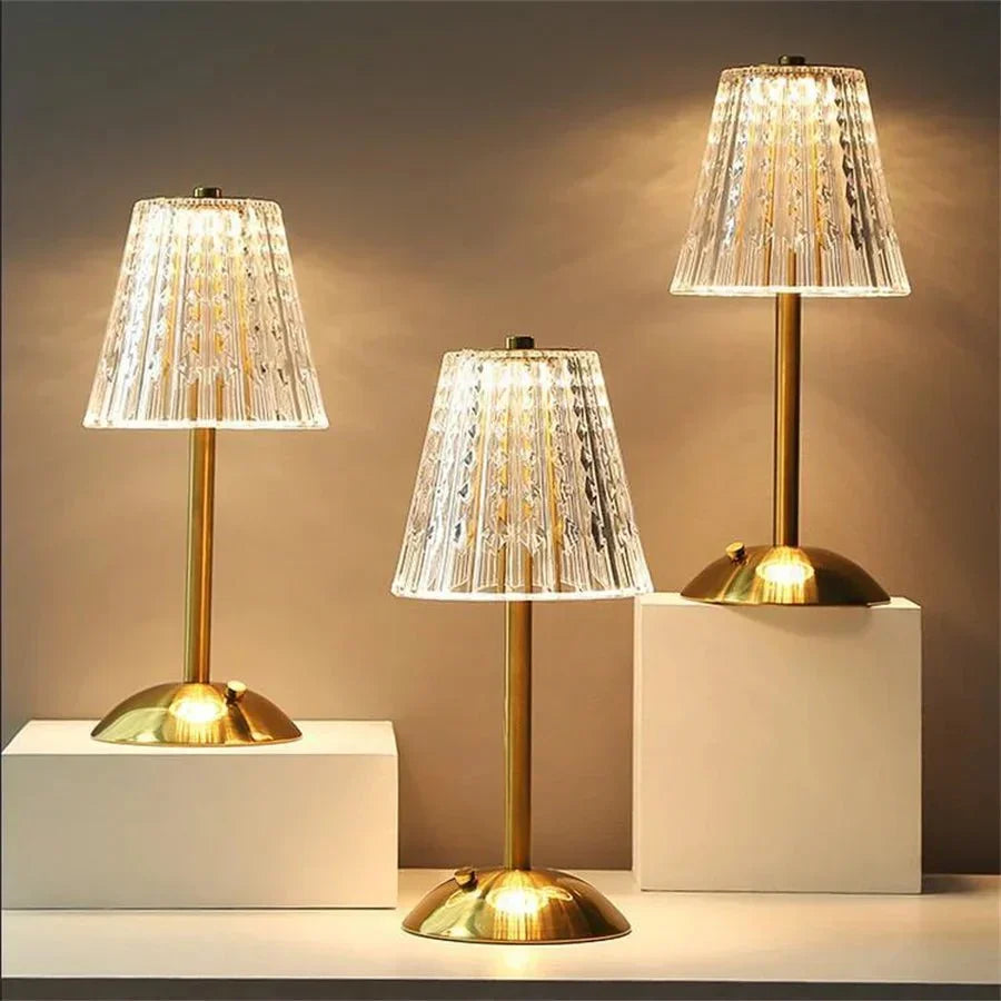 Gold Touch LED Table Lamp with Crystal Shade – product view
