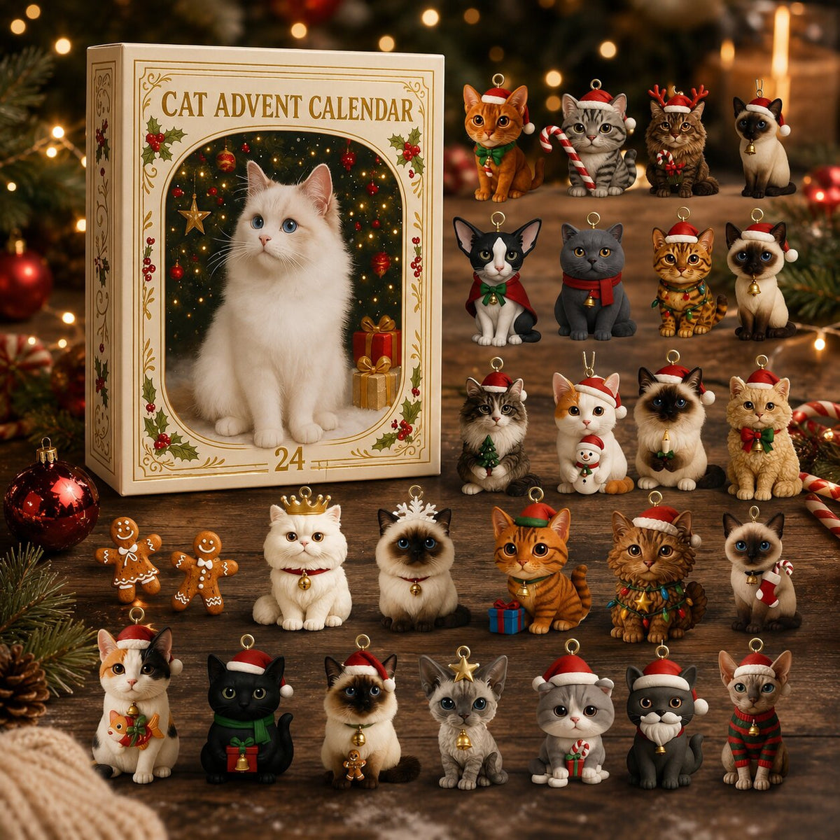 Cat Advent Calendar 2026 with 24 Festive Kitten Ornaments – image 8