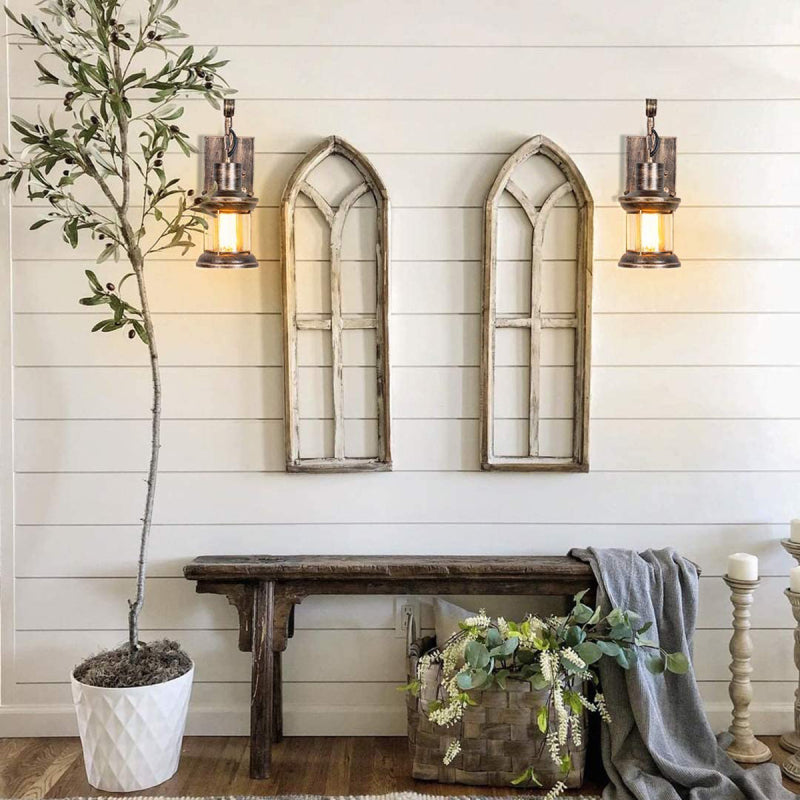 Metal Hanging Wall Lamp with Glass Shade – product view