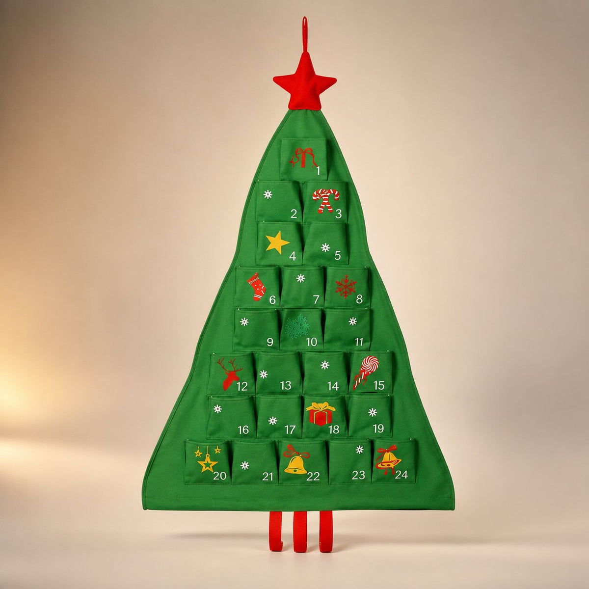Fill Your Own Christmas Tree Advent Calendar with 24 Pockets – Red Star – image 3