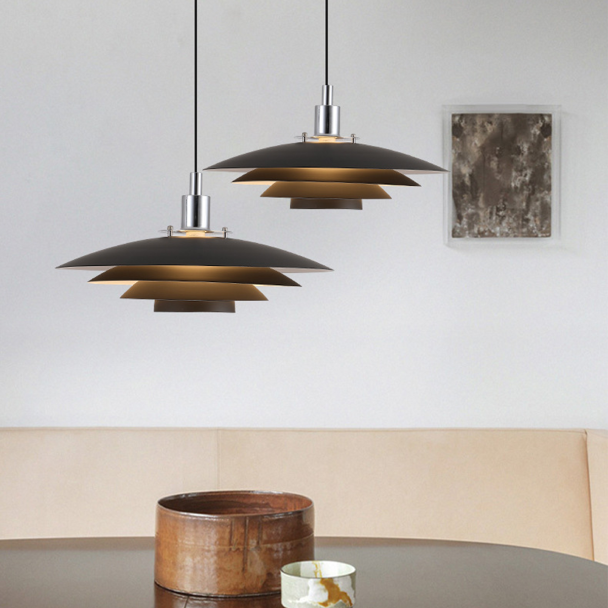 Pendant Lamp with an Organic Metal Layer – Black