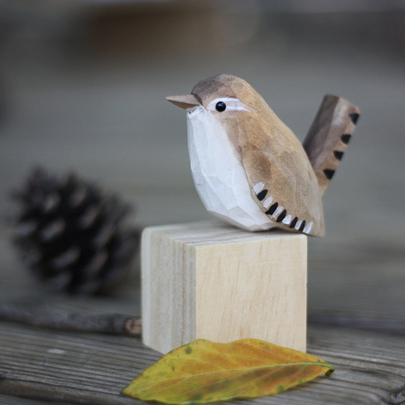 Finch Hand-Painted Wooden Bird Ornament - product detail 3