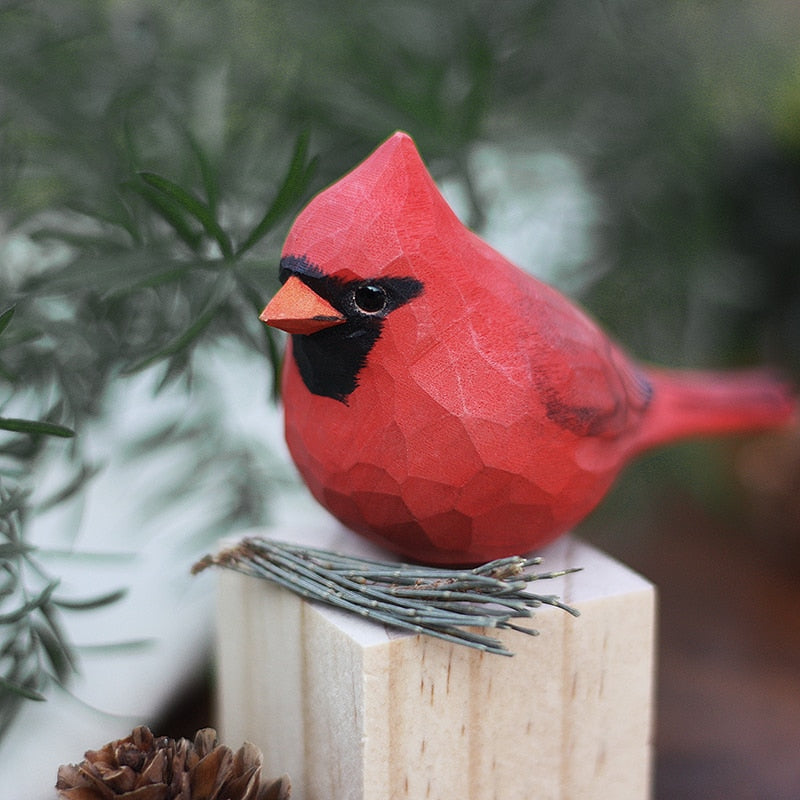 Finch Hand-Painted Wooden Bird Ornament - product detail 8
