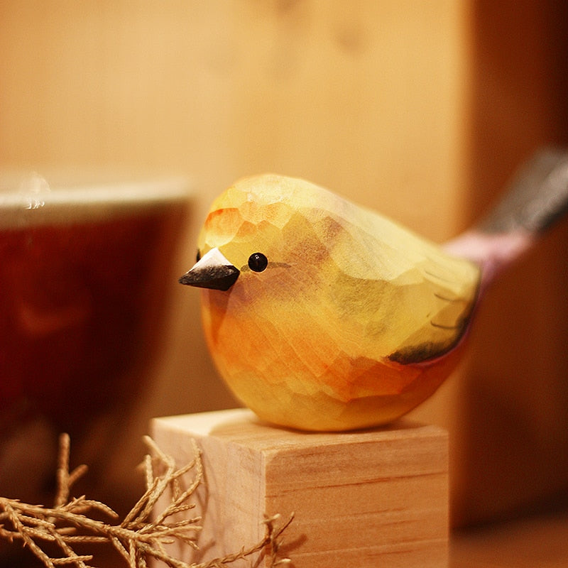 Finch Hand-Painted Wooden Bird Ornament - product detail 9