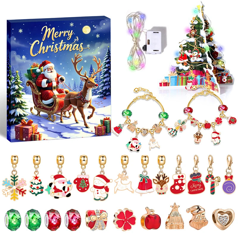 Kids' Bracelet Advent Calendar with Crystal Charm Surprises – Box D, 20 cm 17 cm 1 – image 1