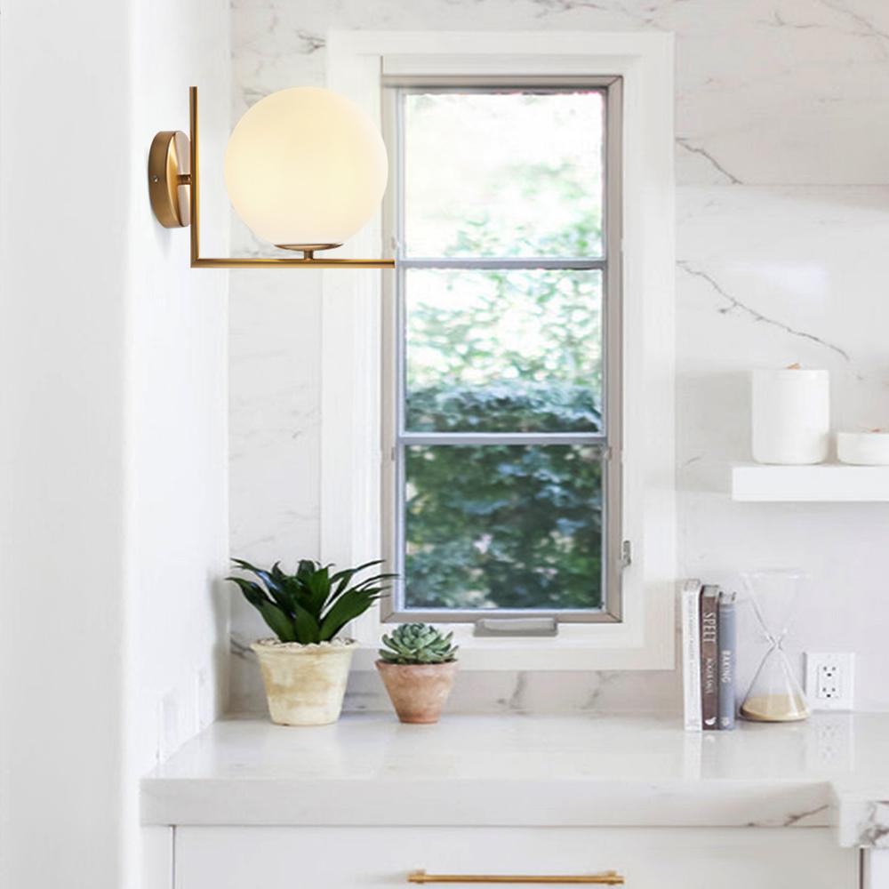 Bayside Brass-Finish Glass Globe Wall Light - product detail 4