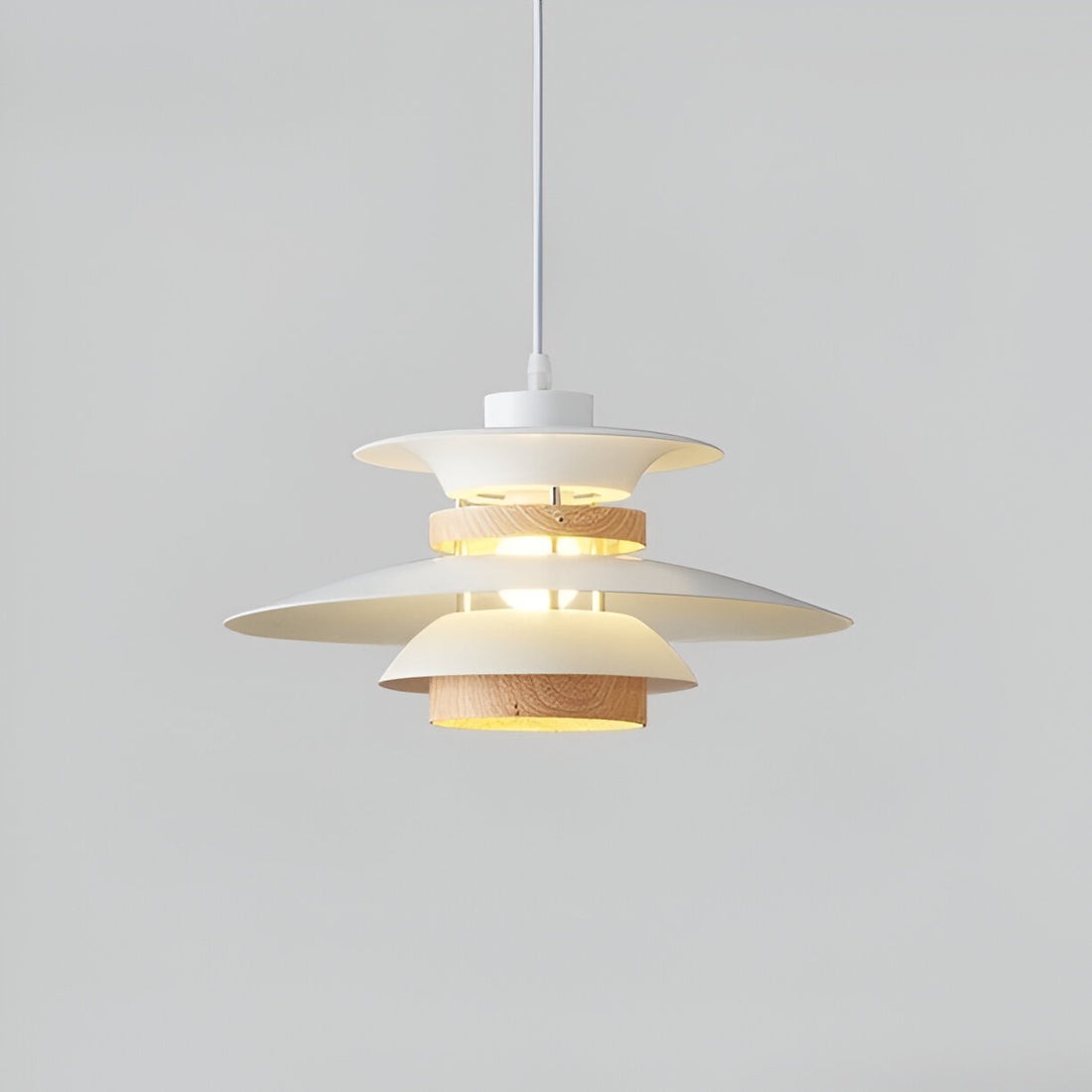 Nordic Wood-Accent Pendant Lamp – White