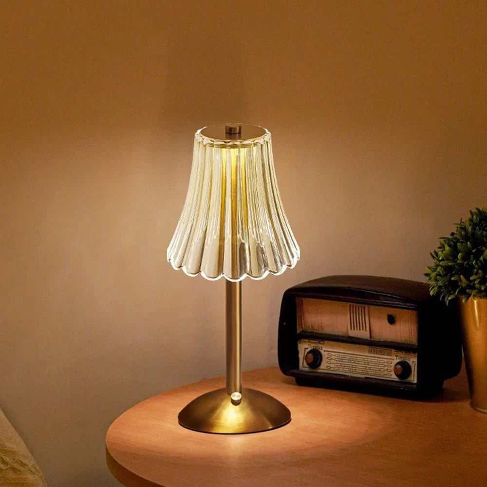 Gold Touch LED Table Lamp with Crystal Shade – product view