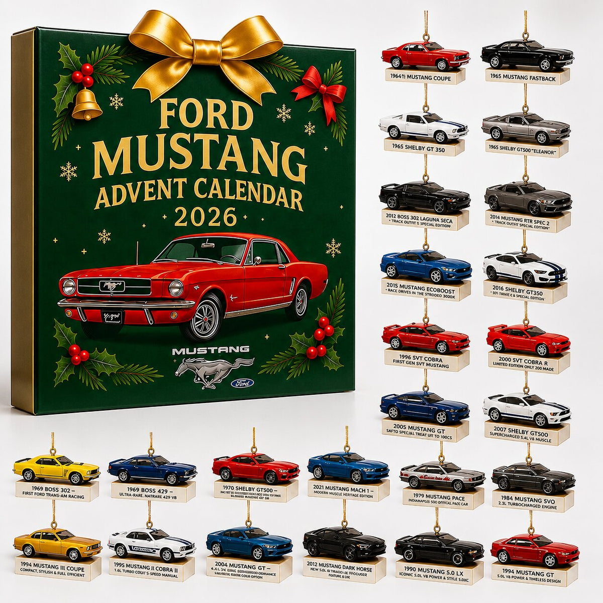 Mustang-Inspired Advent Calendar 2026 with 24 Ornaments – image 1