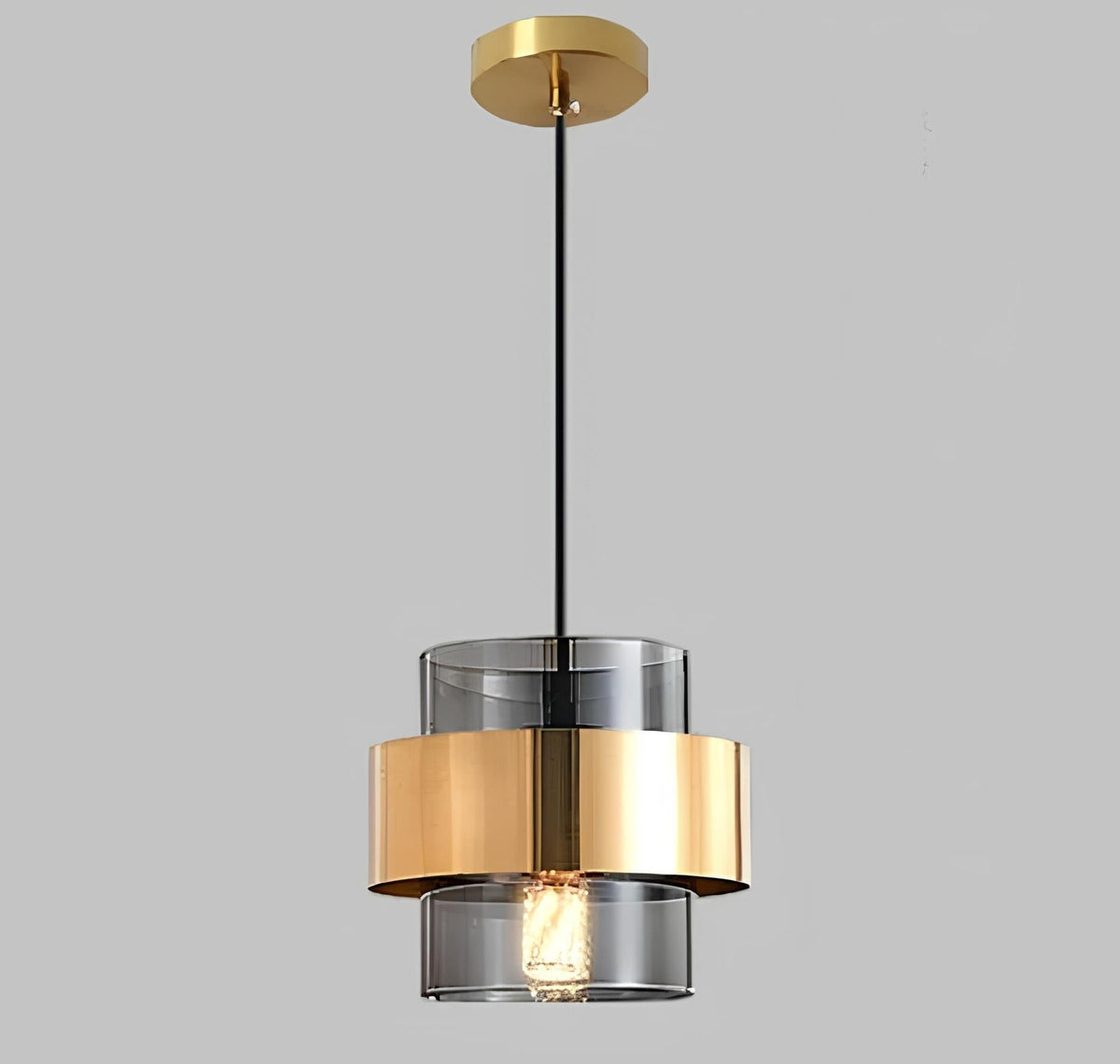 Ring Pendant Lamp with a Glass Cylinder – Gray smoke