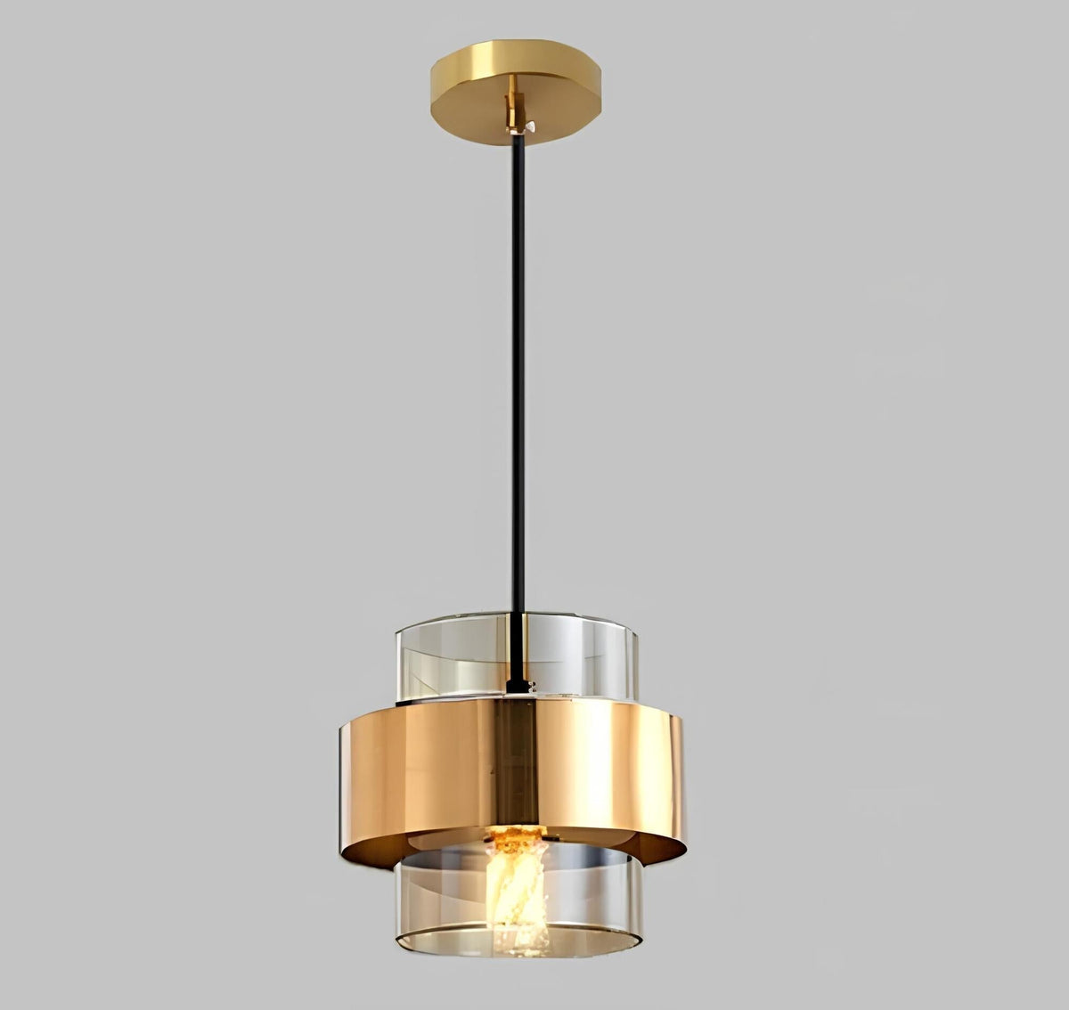 Ring Pendant Lamp with a Glass Cylinder – Amber