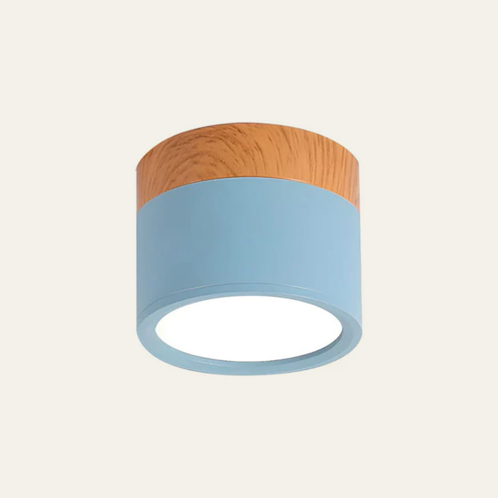 Ceiling Lamp with a Wooden Accent – Blue