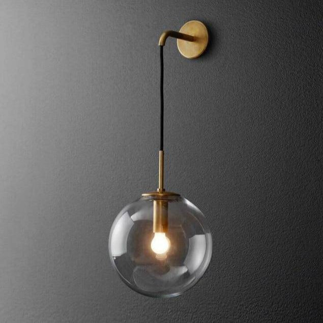 Hallway Wall Lamp with a Hanging Glass Globe – Gold