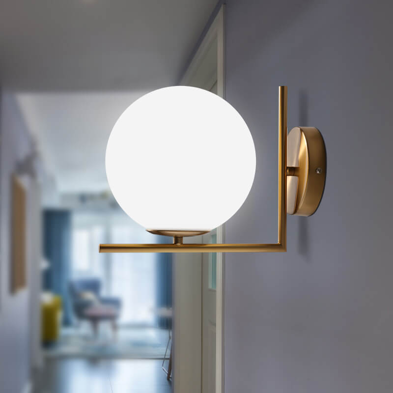 Bayside Brass-Finish Glass Globe Wall Light - product detail 2