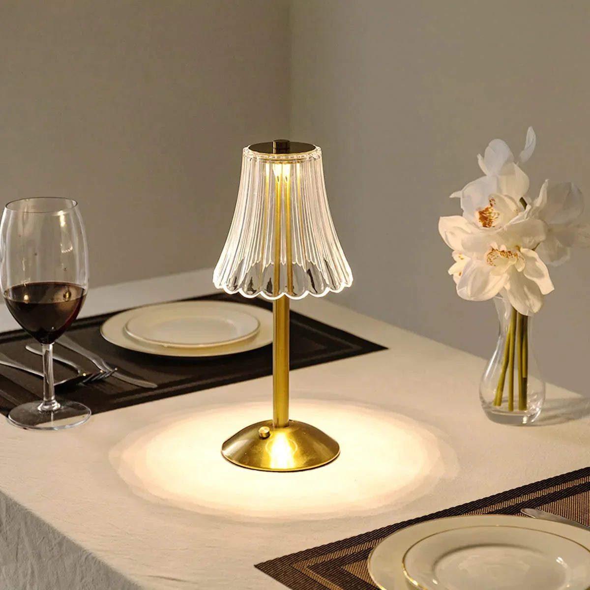 Gold Touch LED Table Lamp with Crystal Shade – product view